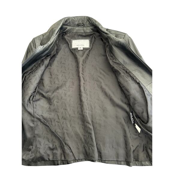 Vintage Wilsons Leather Maxima Black Zip Up Leather Moto Biker Jacket Womens M - Picture 5 of 10